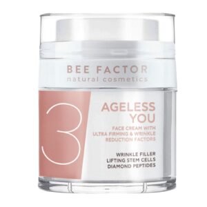 Pot Bee Factor AGELESS YOU-gezichtscrème met roze etiket.