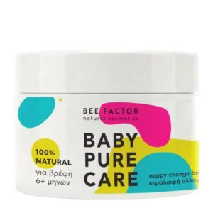 Witte pot Bee Factor Baby Pure Care-bijenwascrème voor het verschonen van luiers, vanaf 6 maanden.