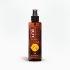 Bruine sprayflacon Bee Factor Exotic Coconut-bruiningsolie SPF15, 200 ml.