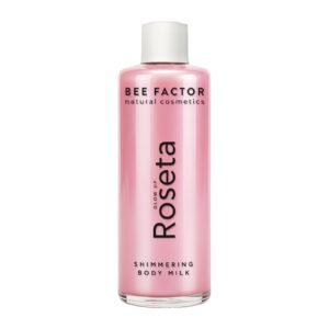 Fles Bee Factor Glow Up Roseta met roze inhoud en witte dop.