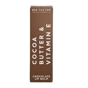 Bruine doos van Bee Factor Lippenbalsem chocolade.