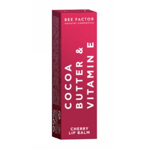 Rozerode doos van Bee Factor Lippenbalsem kers.